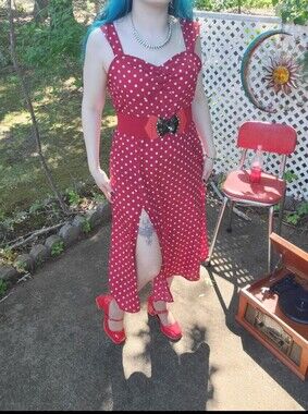 Red Polka Dot Maxi Dress with Front Slit